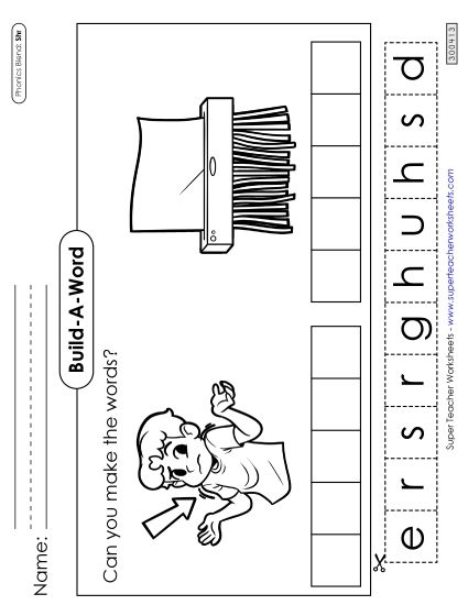 Cut-and-Glue Activities - Build-A-Word: Shrug and Shred (Printable PDF Worksheet)
