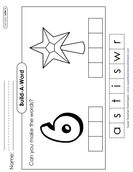 Build-a-Word - Build-a-Word: Six & Star (Printable PDF Worksheet)