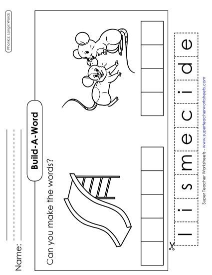 Cut & Glue Activities - Build-a-Word: Slide and Mice (Printable PDF Worksheet)
