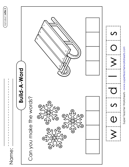 Build-a-Word - Build-a-Word: Snow & Sled (Printable PDF Worksheet)