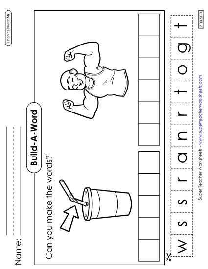 Cut-and-Glue Activities - Build-A-Word: Straw and Strong (Printable PDF Worksheet)