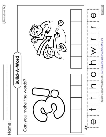 Worksheets - Build-A-Word: Three and Throw (Printable PDF Worksheet)