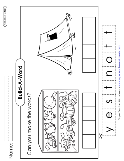 Build-a-Word - Build-a-Word: Toys & Tent (Printable PDF Worksheet)