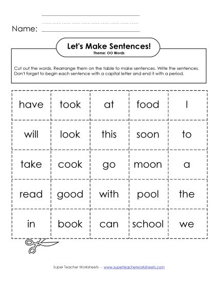 Build Sentences - Build Sentences: Cards (Printable PDF Worksheet)