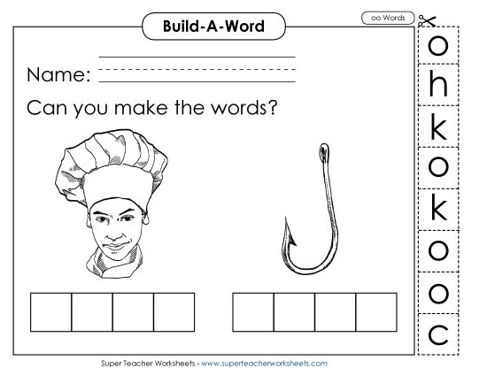 Build Words - Build Words: Cook and Hook (Printable PDF Worksheet)