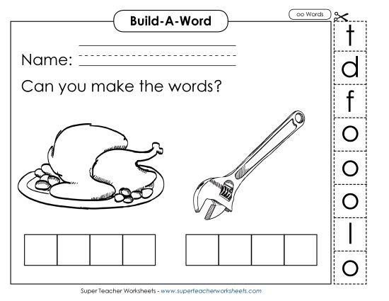 Build Words - Build Words: Food and Tool (Printable PDF Worksheet)