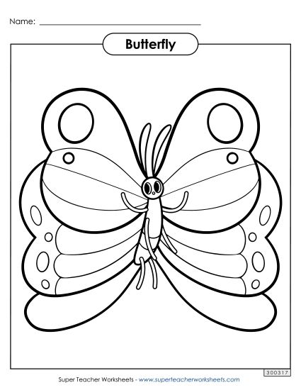 Butterfly Coloring Page (Printable PDF Worksheet)