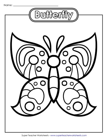 Basic Pictures (For Younger Students) - Butterfly (Printable PDF Worksheet)