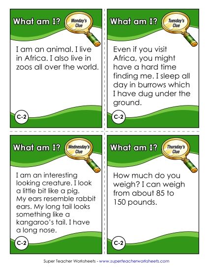 3rd Grade - C2 - Aardvark (Printable PDF Worksheet)