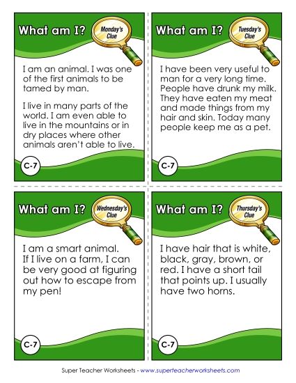 3rd Grade - C7 - Goat (Printable PDF Worksheet)