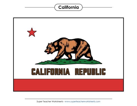 Flags & Seals - California State Flag (Full-Color Version) (Printable PDF Worksheet)