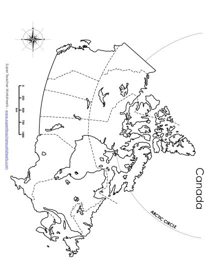 Canada Maps - Canada - Blank Map (Printable PDF Worksheet)