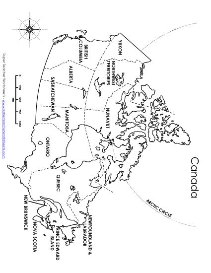 Canada Maps - Canada - Provinces Map (Printable PDF Worksheet)