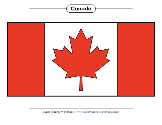 Flag and Coat of Arms - Canadian Flag (Full Colour) (Printable PDF Worksheet)