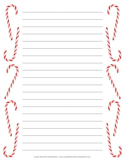 Christmas Word Puzzles - Candy Cane Writing Paper (Printable PDF Worksheet)