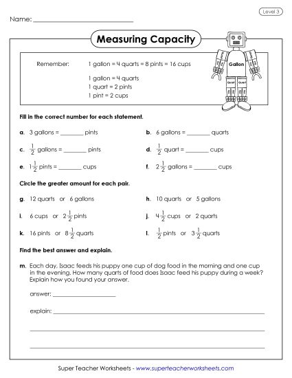 Capacity (Advanced) (Printable PDF Worksheet)