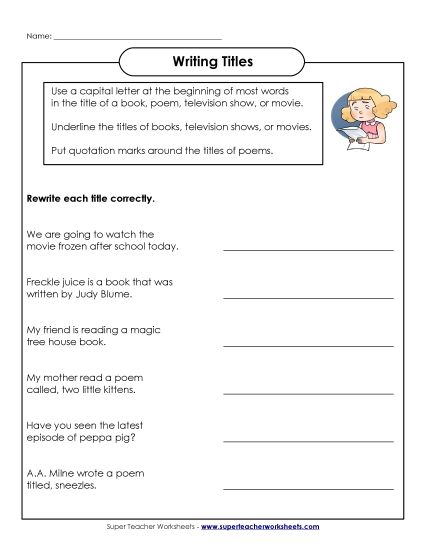 Intermediate Level - Capitalizing Titles (Printable PDF Worksheet)