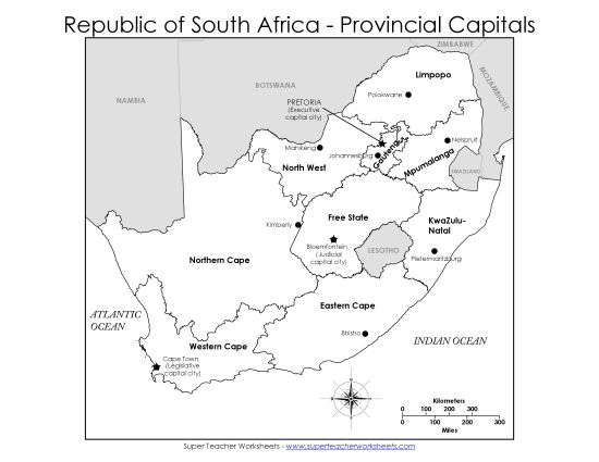 Maps - Capitals - Capitals Map #1 (Printable PDF Worksheet)