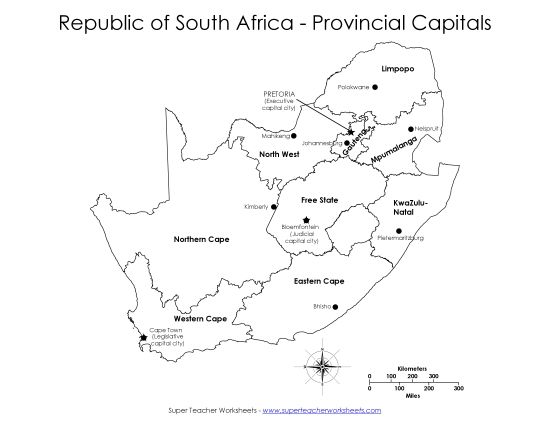 Maps - Capitals - Capitals Map #2 (Printable PDF Worksheet)