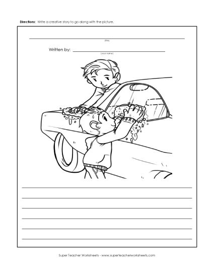Story Pictures - Car Wash (Printable PDF Worksheet)