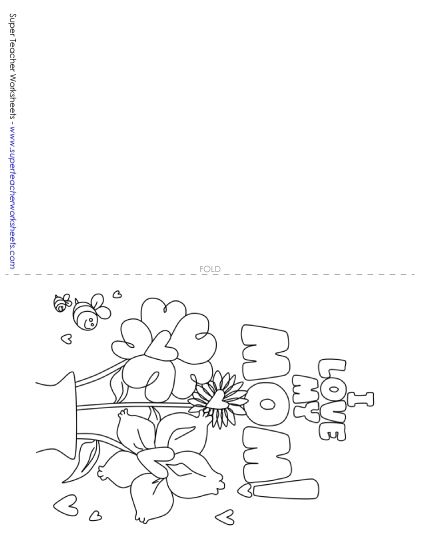 Cards for Moms - Card: Bouquet of Flowers (Printable PDF Worksheet)