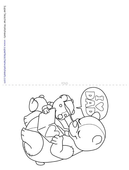 Cards for Fathers - Card: Father Bear & Cub (Printable PDF Worksheet)