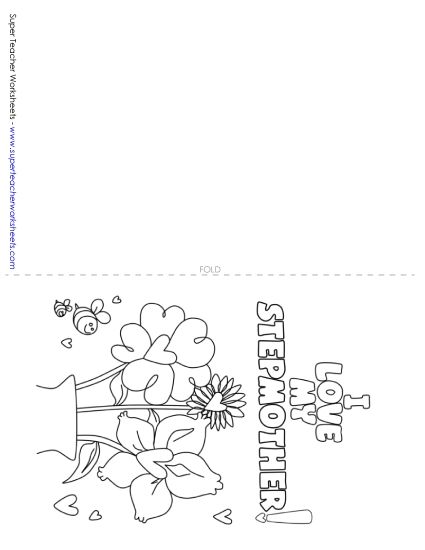 Gifts for Stepmothers - Card: Flower Vase (Printable PDF Worksheet)