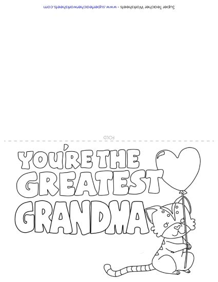 Make Gifts for Grandmas - Card: Greatest Grandmother (Printable PDF Worksheet)