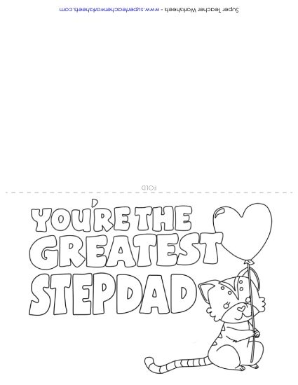 Make Gifts for Step Dads - Card: Greatest Stepdad (Printable PDF Worksheet)