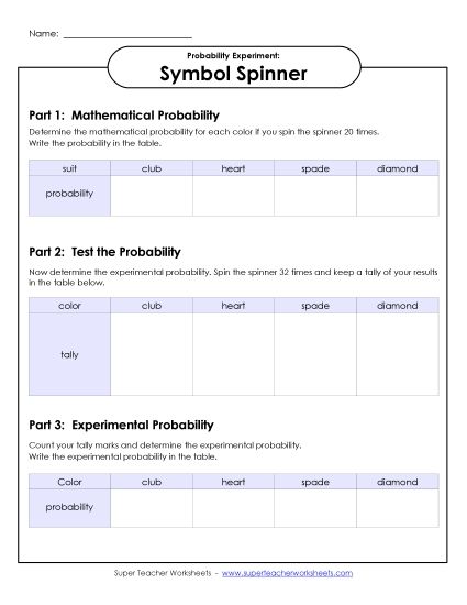Card Spinner Experiment (Basic) (Printable PDF Worksheet)