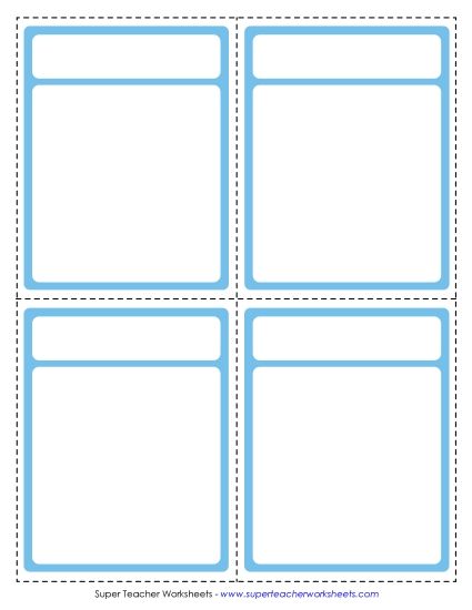Flashcards, Task Cards, Game Cards - Cards (4 Per Page) (Printable PDF Worksheet)