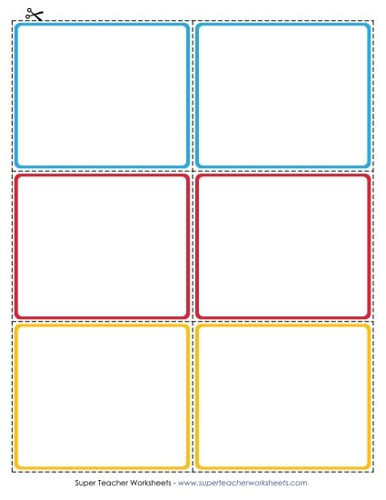 Flashcards, Task Cards, Game Cards - Cards (6 Per Page; Color) (Printable PDF Worksheet)