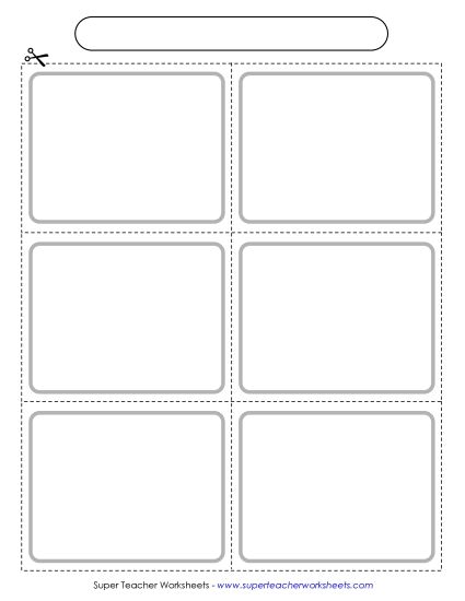 Flashcards, Task Cards, Game Cards - Cards (6 per page; Gray) (Printable PDF Worksheet)