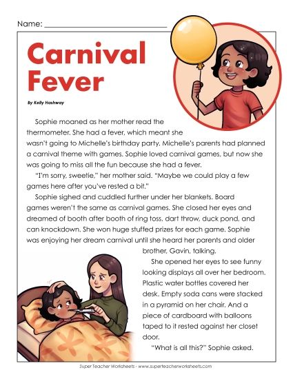 Fiction Stories - Carnival Fever (Fiction) (Printable PDF Worksheet)