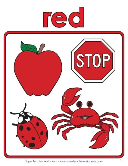 Red - Cartoon Anchor Chart (Red) (Printable PDF Worksheet)