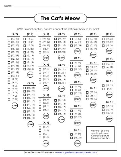 Math Worksheets - Cat in the Hat Mystery Graph (Printable PDF Worksheet)
