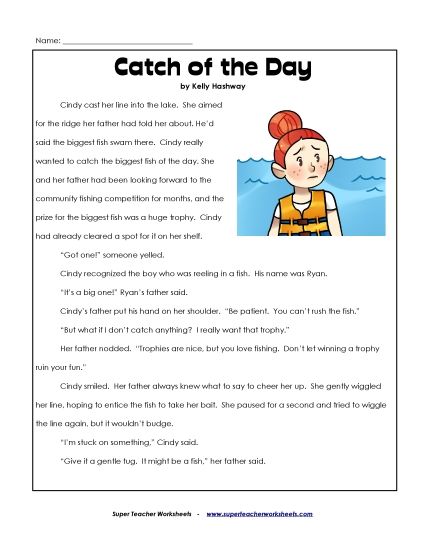Fiction Stories - Catch of the Day (Fiction) (Printable PDF Worksheet)
