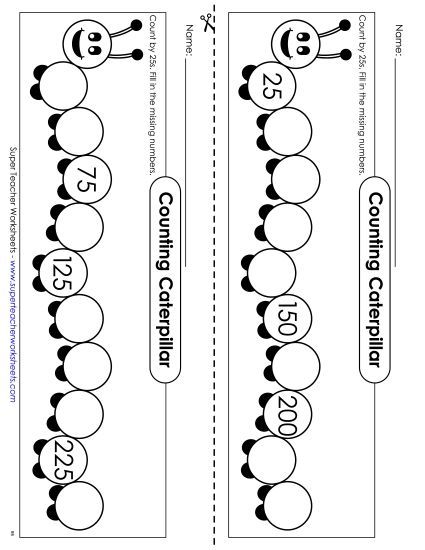 Caterpillar - Count By 25s (Printable PDF Worksheet)