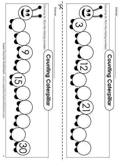 Caterpillar - Count By 3s (Printable PDF Worksheet)
