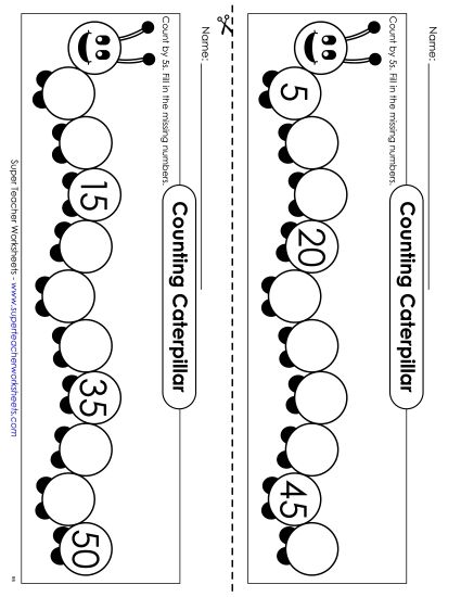 Caterpillar - Count By 5s (Printable PDF Worksheet)