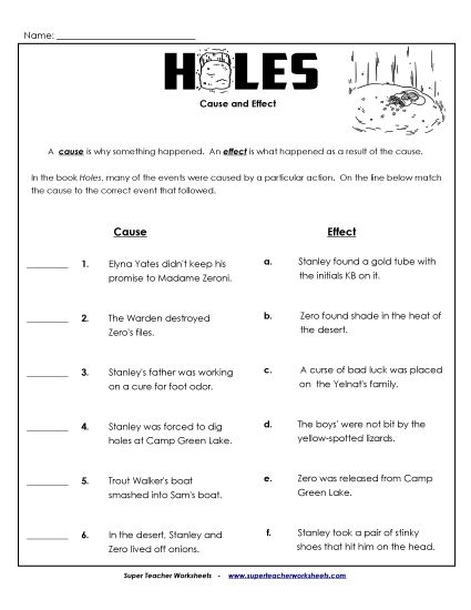 Whole Book - Cause and Effect (Printable PDF Worksheet)