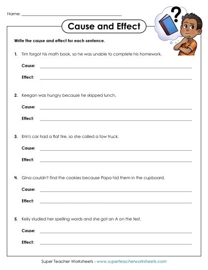 Cause and Effect Sentences (Printable PDF Worksheet)