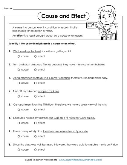Cause or Effect (Printable PDF Worksheet)