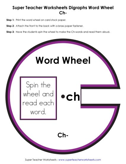 Consonant Digraphs - Ch -&nbsp; Word Wheel (Printable PDF Worksheet)