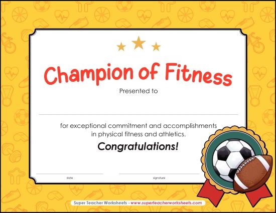 Other School Subjects - Champion of Fitness (Printable PDF Worksheet)