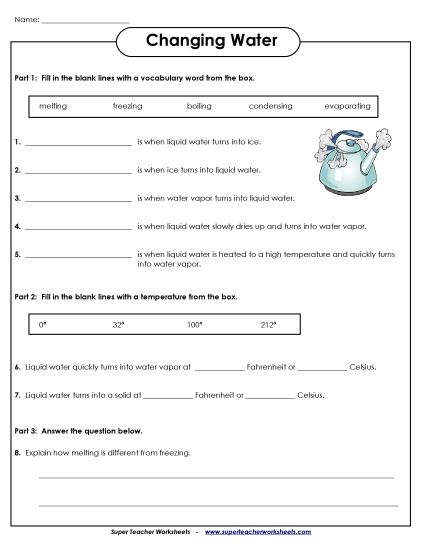 Changing Water (Printable PDF Worksheet)