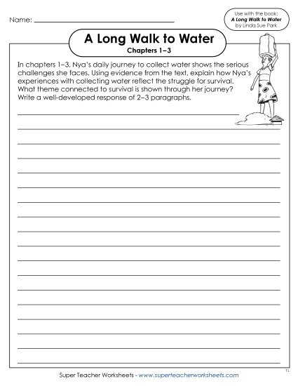 Chapters 1–3 - Chapters 1–3 Writing Prompt: Nya's Experience (Printable PDF Worksheet)