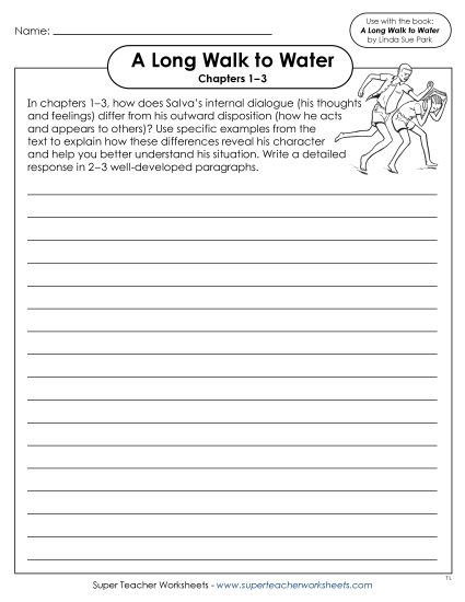 Chapters 1–3 - Chapters 1–3 Writing Prompt: Salva's Internal Dialogue vs. Outward Disposition (Printable PDF Worksheet)