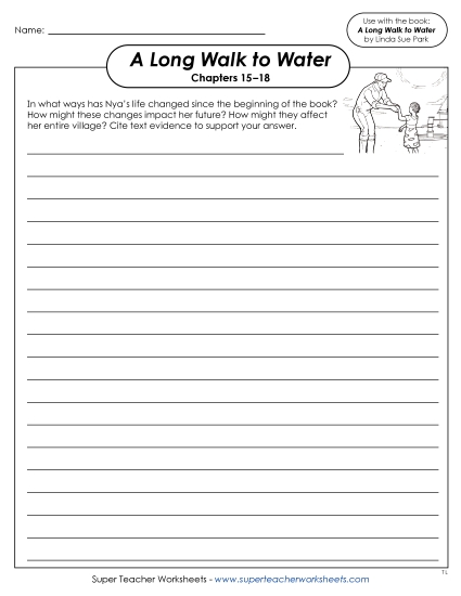 Chapters 15–18 - Chapters 15–18 Writing Prompt: How Has Nya's Life Changed? (Printable PDF Worksheet)