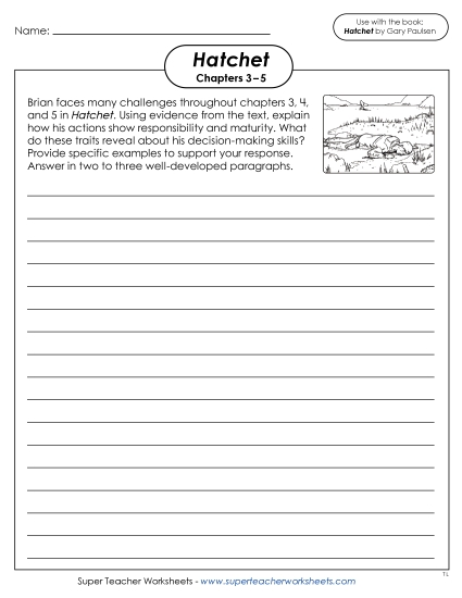 Chapters 3–5 - Chapters 3–5 Writing Prompt: Brian's Decision-Making Skills (Printable PDF Worksheet)